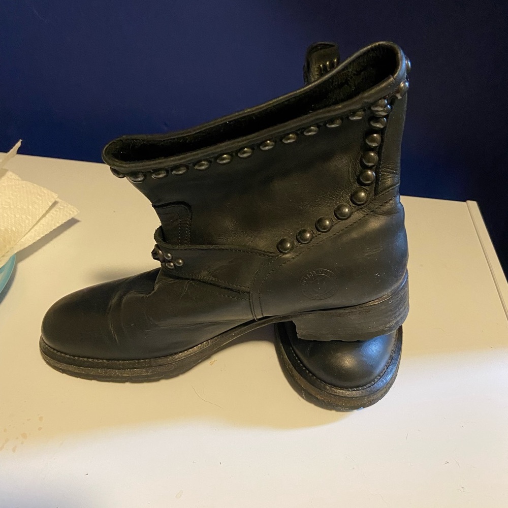 Hollywood threading company real leather studded boots